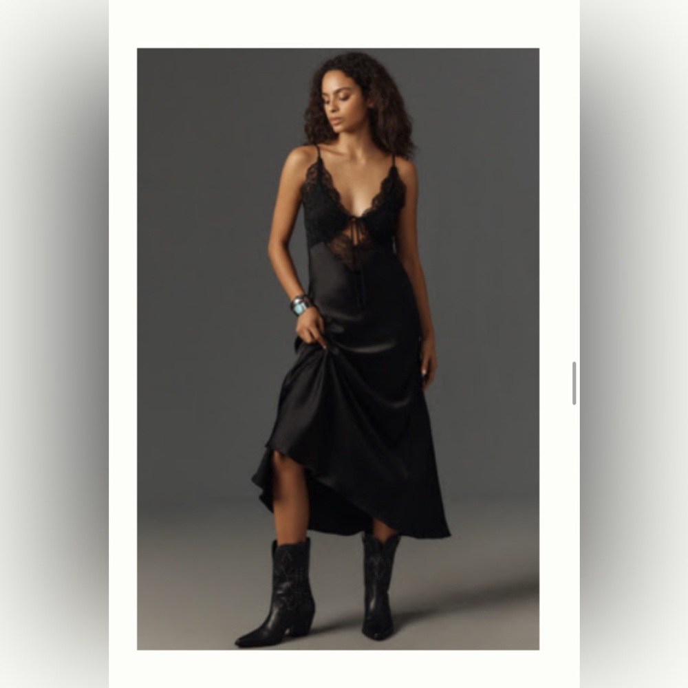 Anthropologie Black Lace Maxi Dress